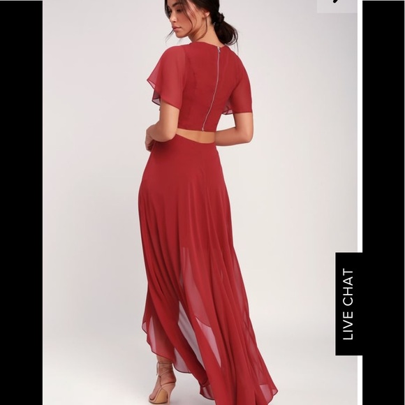 Bohemian Rhapsody Brick Red Cutout Maxi Dress - Picture 4 of 8